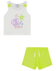 Champion Completo da bambina e ragazza Legacy Fun Club Thirt e Short 404679 WW001 WHT white