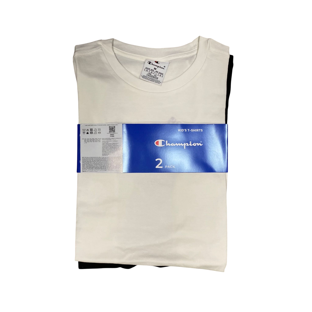 Champion 2 magliette girocollo manica corta junior 306581 WW001 bianco-nero