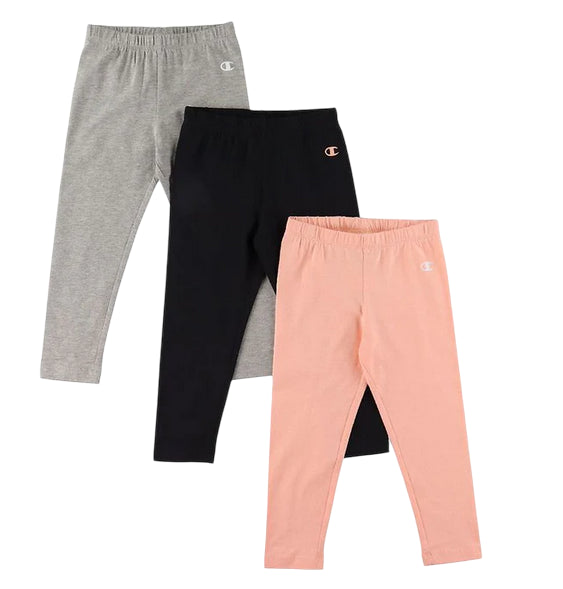 Champion Confezione 3 Leggings Bambina Infant 404387 KK001 Nero Grigio Rosa