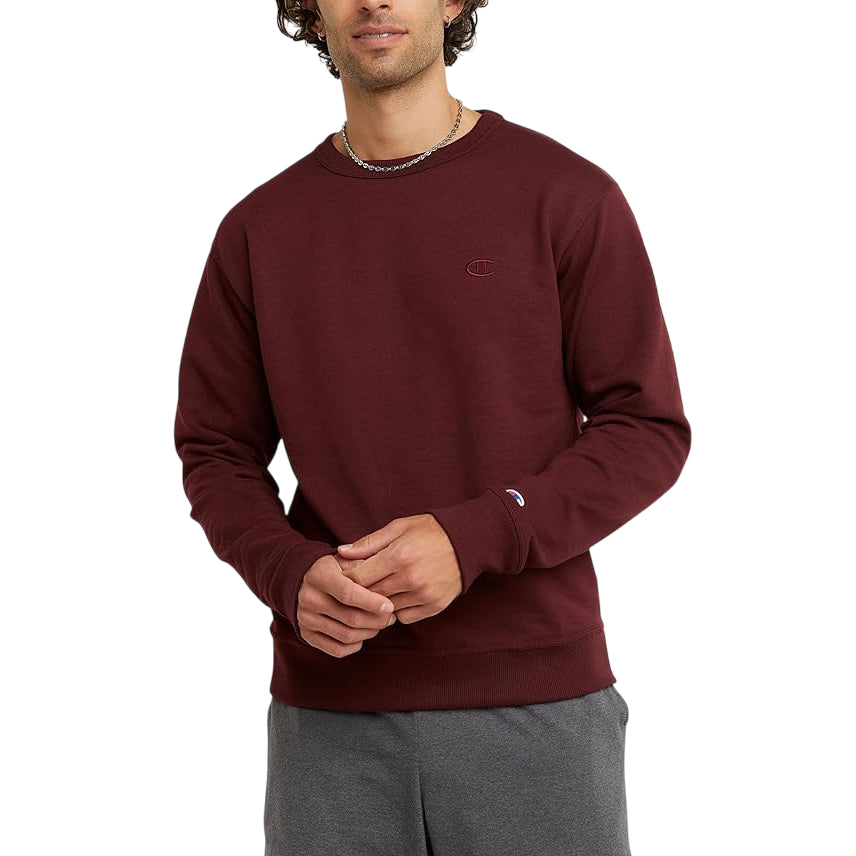 Champion Felpa Uomo Girocollo 221996 RS522 Bordeaux – cotone, comfort, stile moderno e sportivo