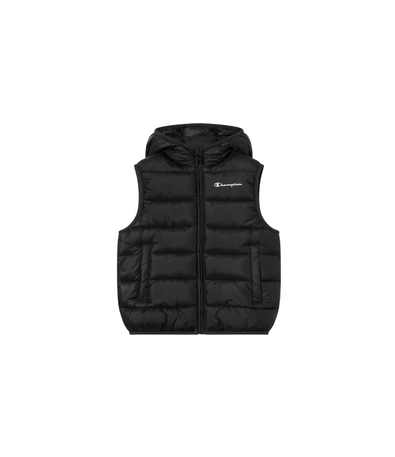 Champion Gilet Bambino Cappuccio 307223 KK001 Nero – imbottito, zip intera, comfort, stile 