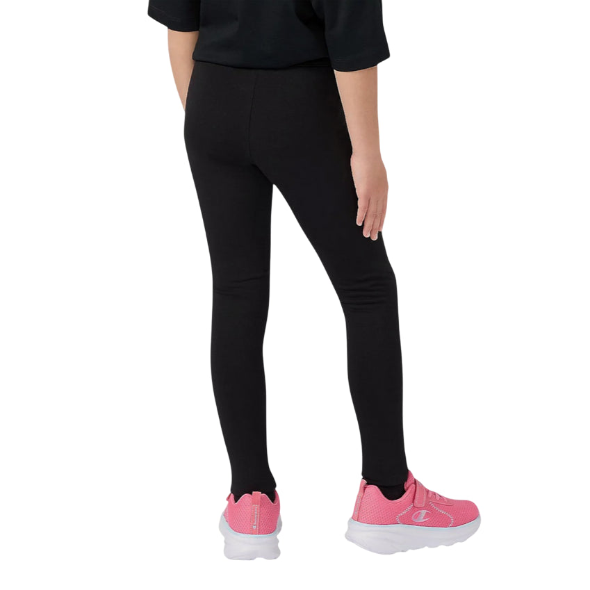 Champion Leggings Bambina Interno Felpato 405248 KK001 Nero - Comfort e Stile con Logo Script - retro