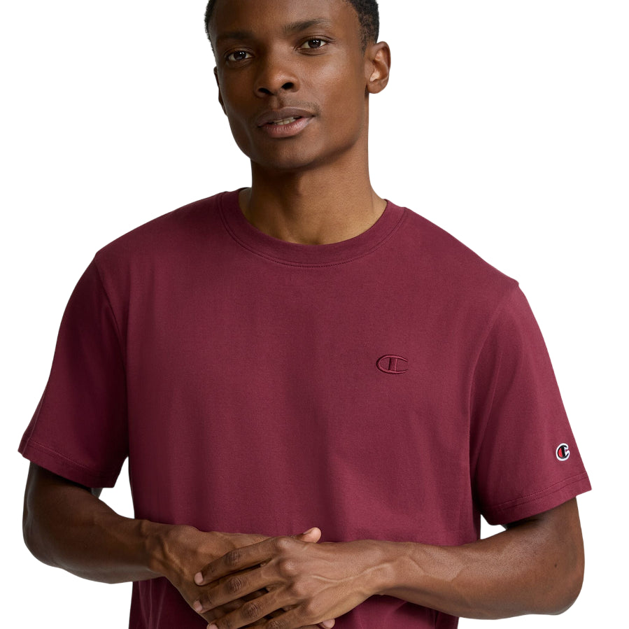 Champion Maglietta Uomo 221943 RS522 Bordeaux – cotone, manica corta, comfort e stile casual - logo