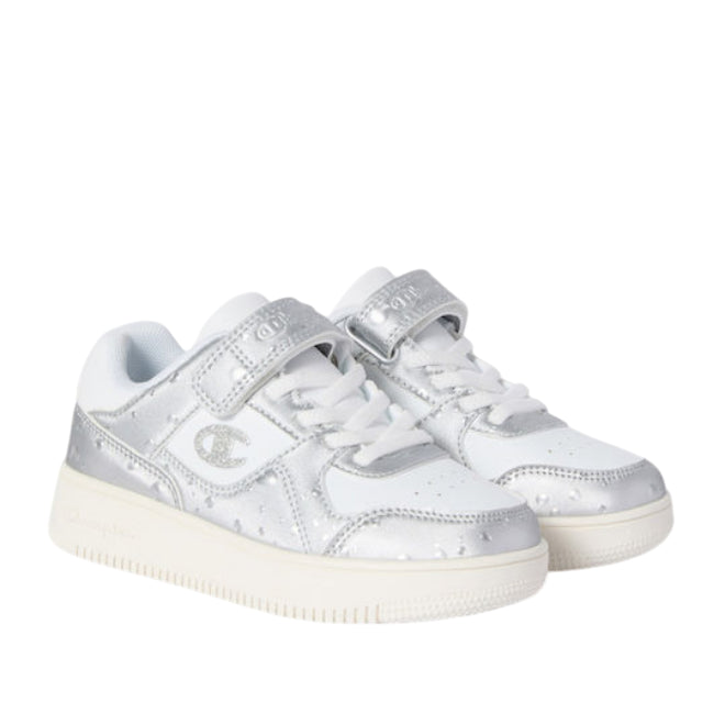 Champion – Sneakers Ragazza Rebound 18 Bubble Low Cut S33242 WW019 Bianco-Argento| Stile Sportivo, Comfort e Libertà di Movimento - laterale
