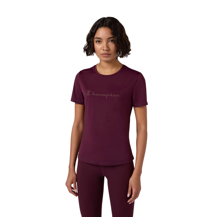 Champion T-shirt donna girocollo Stretch Bordeaux 118393_RS522 - frontale