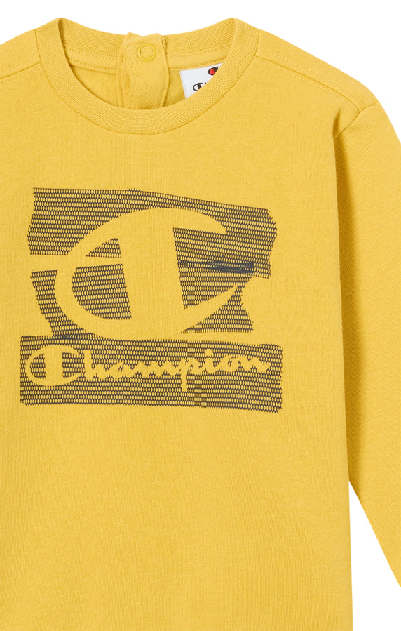 Champion Tuta Bambino Felpa Girocollo 307268 YS153 Giallo-Blu - Tuta Sportiva Comfort e Stile per Bambini - dettaglio