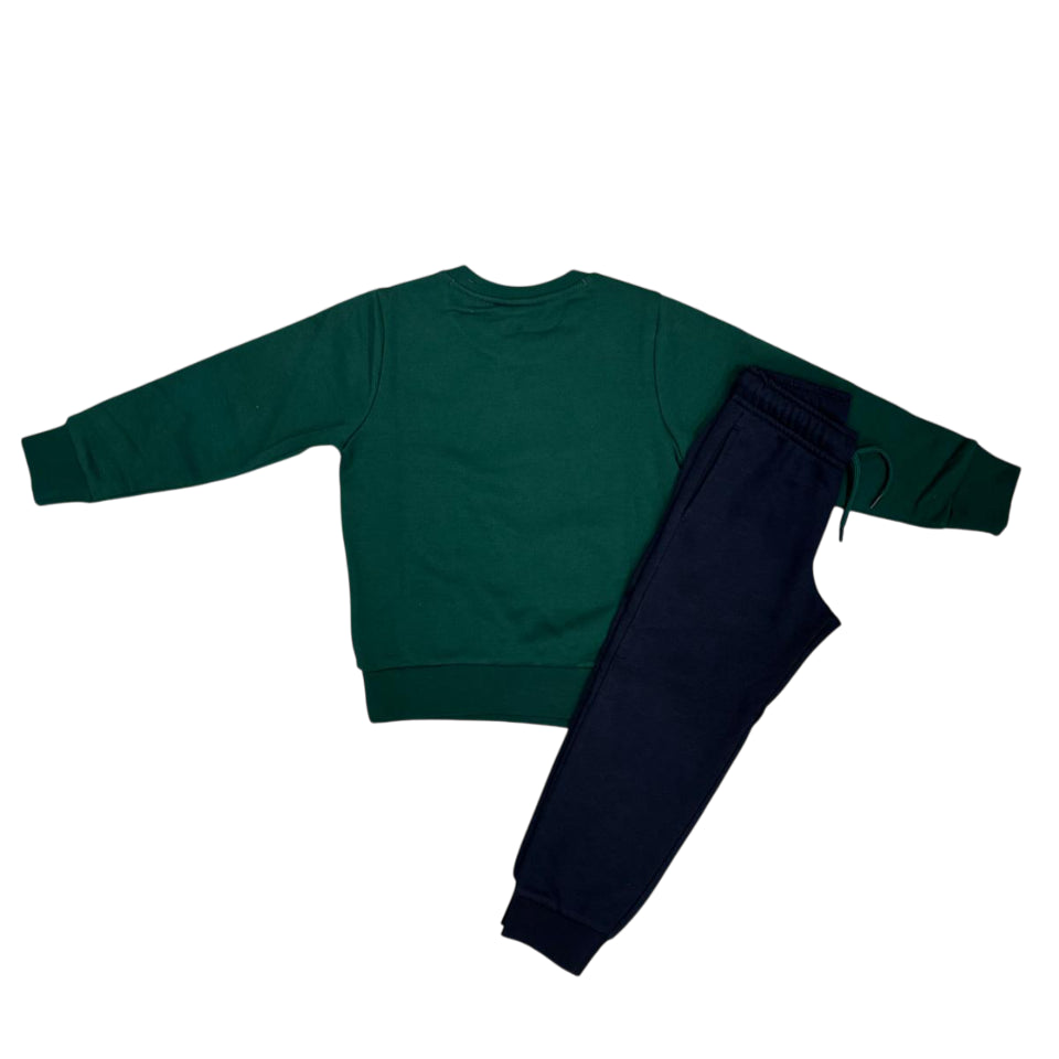 Champion Tuta Junior 307394 GS584 Verde-Blu Outfit Completo