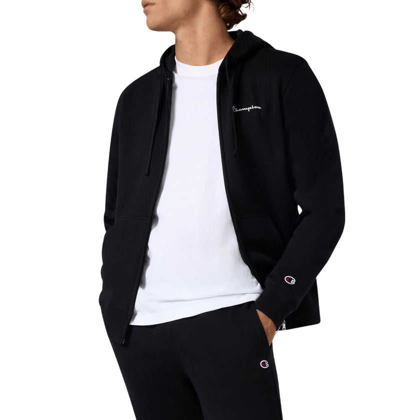 Champion Tuta Uomo Cappuccio 221658 KK001 Nero Cotone Felpato Zip Felpa Sportiva - dettaglio