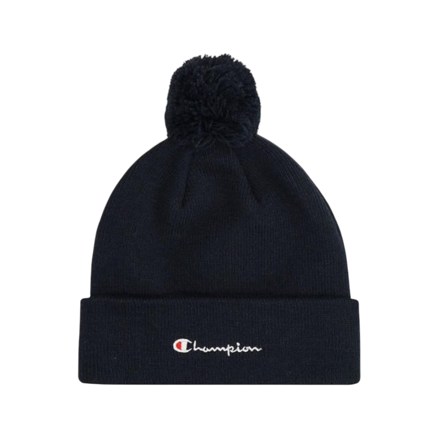 Champion cappello a cuffia con pon pon 806230 BS501 blu con logo ricamato - Calore e stile femminile