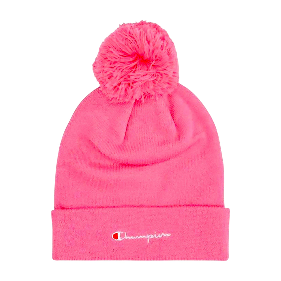 Champion cappello a cuffia con pon pon 806230 PS209 rosa con logo ricamato - Calore e stile femminile