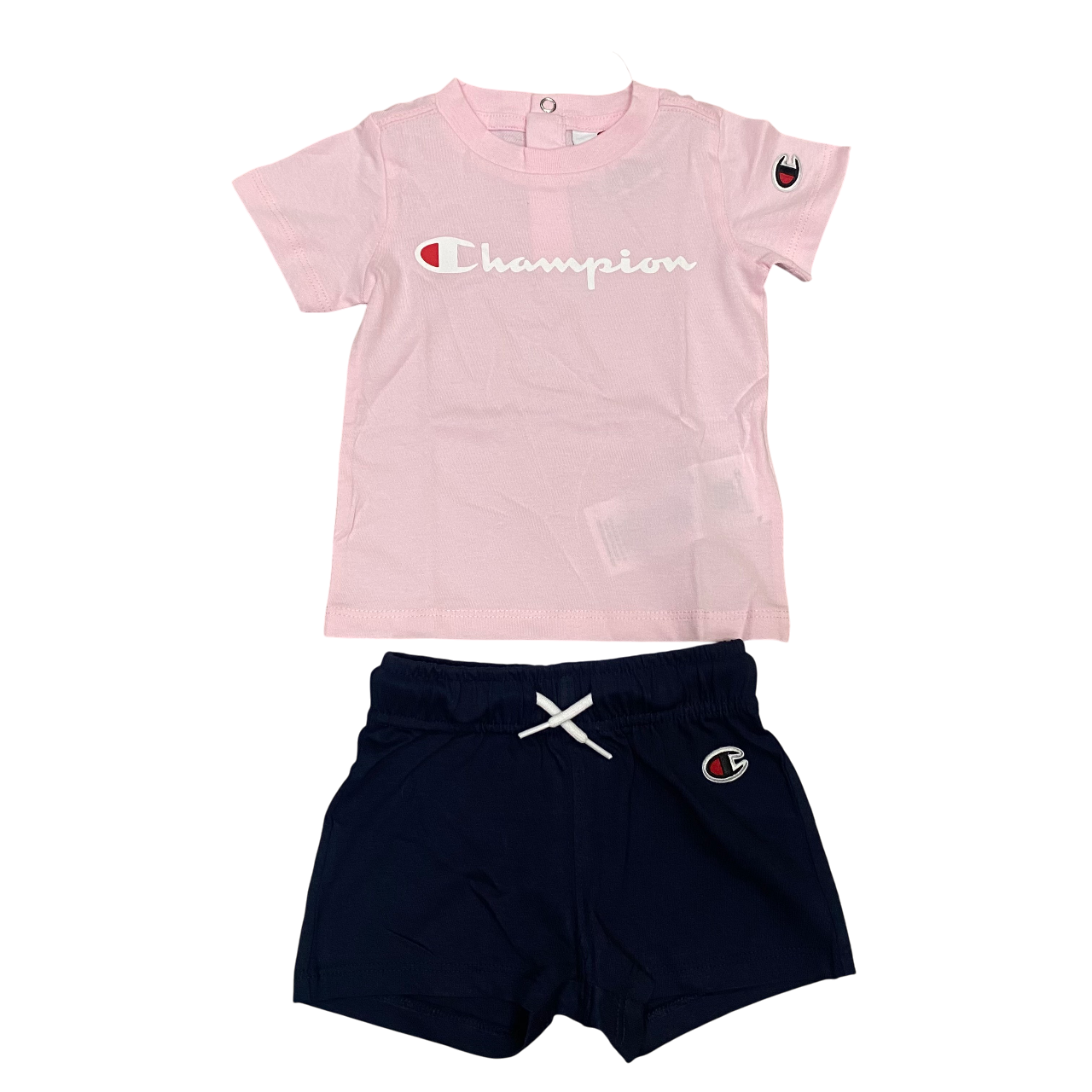 Champion completino da bambina maglietta e pantaloncino 307055 PS195 rosa-blu