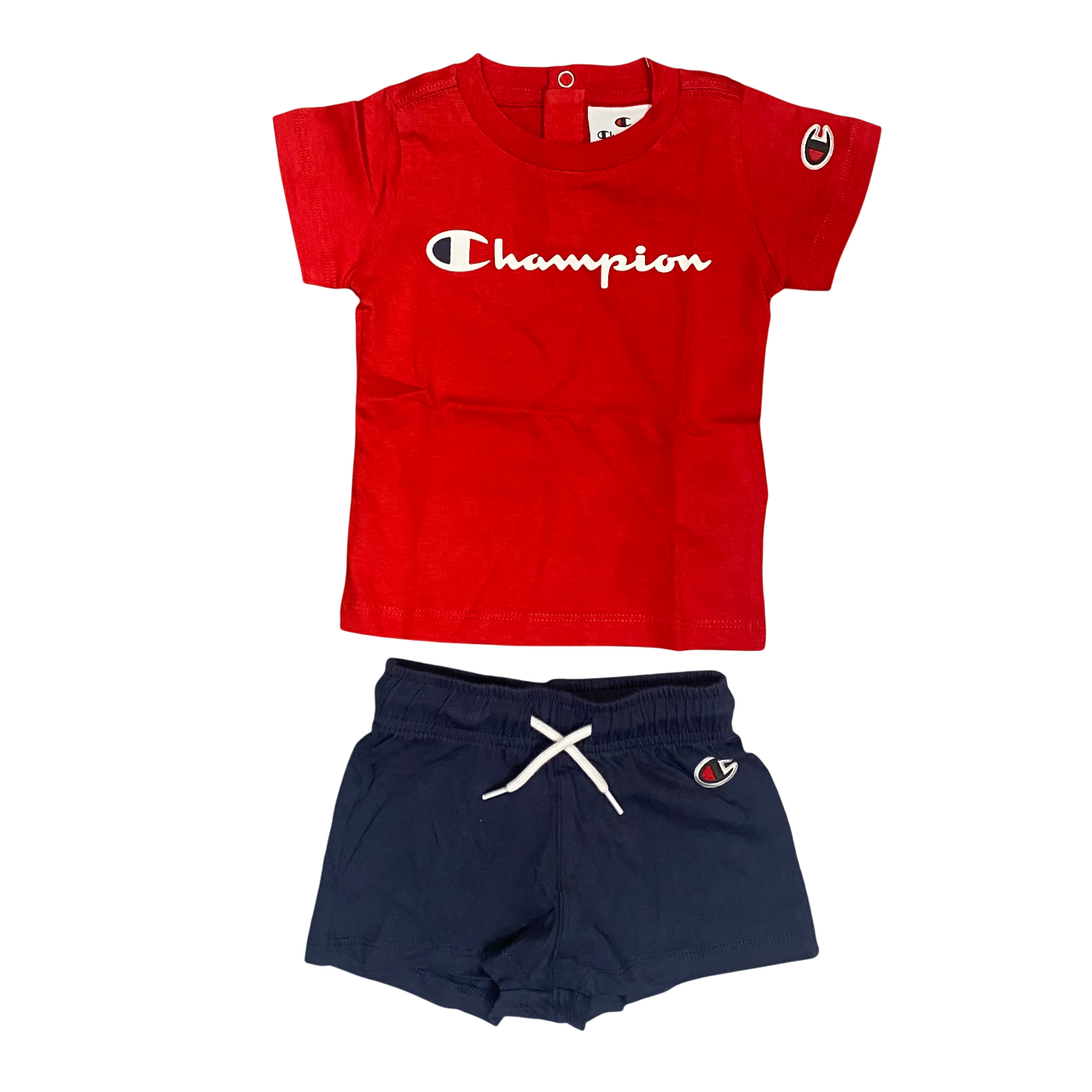 Champion completino da bambino maglietta e pantaloncino 307055 RS069 rosso-blu