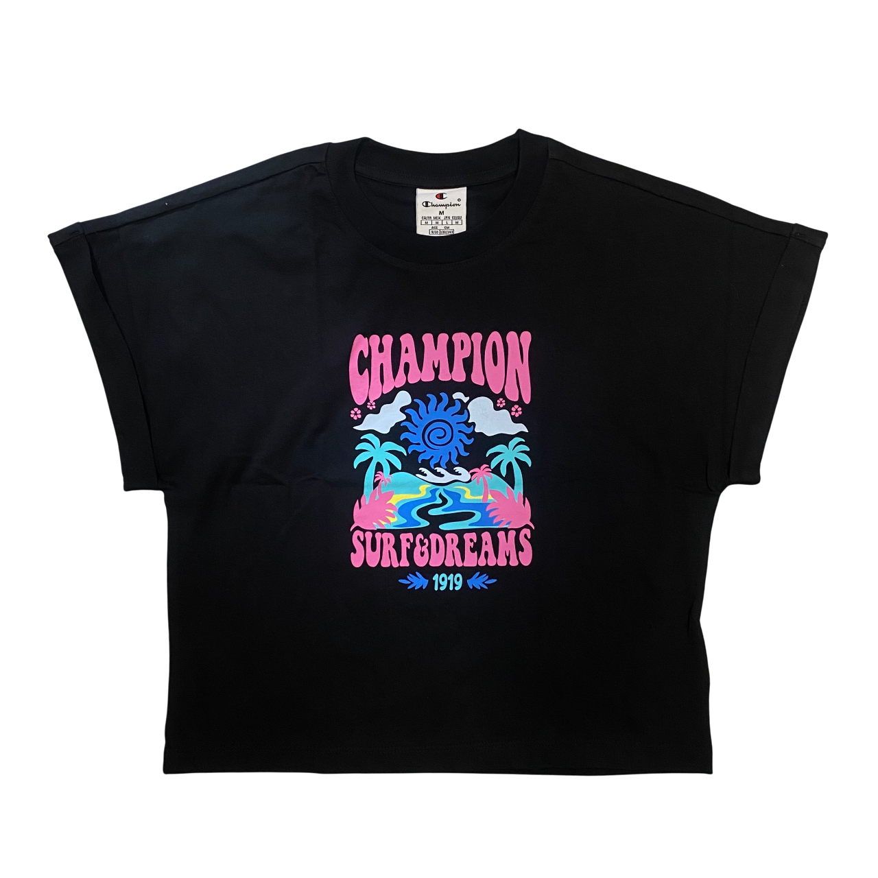Champion completino da ragazza maglietta e pantaloncino in cotone jersey 405127 KK001 nero