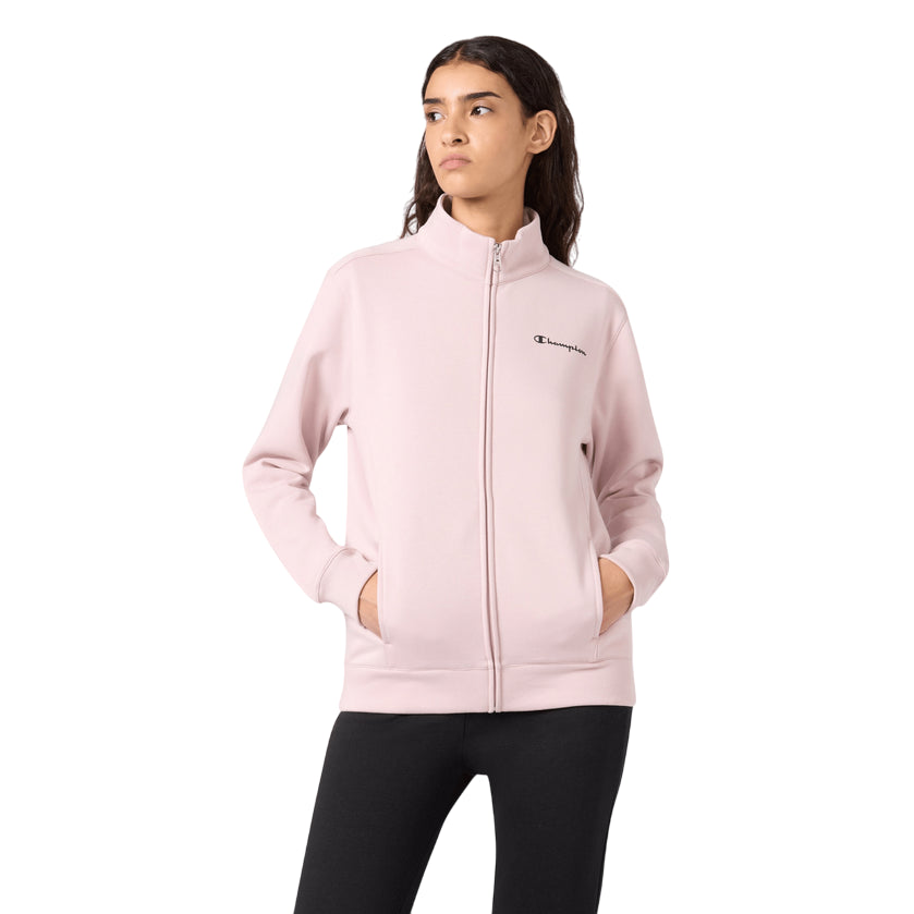 Champion tuta donna full zip 118289 PS208 rosa-nero - completo sportivo elasticizzato comfort e stile - felpa