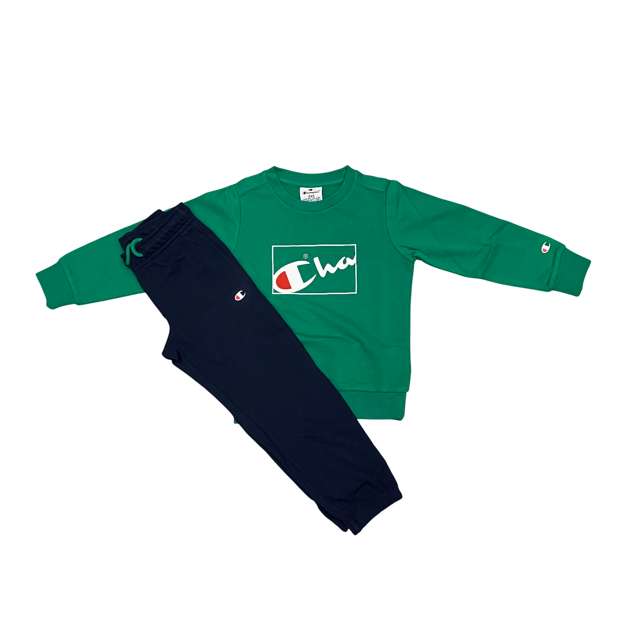 Champion tuta sportiva Legacy da ragazzo con felpa girocollo 307060 GS130 verde-blu