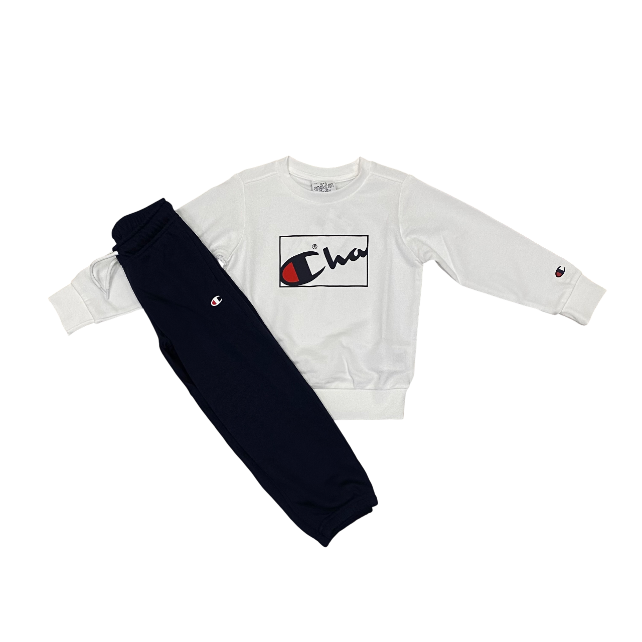 Champion tuta sportiva Legacy da ragazzo con felpa girocollo 307060 WW001 bianco