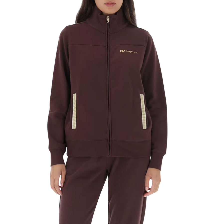 Champion tuta sportiva da Donna 118290 MS571 marrone con logo dorato e tasca dotata di applicazione - Eleganza e comfort sportivo - felpa