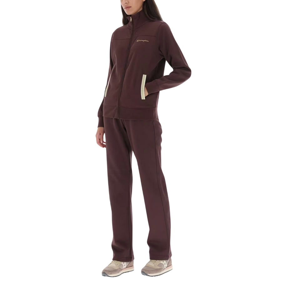 Champion tuta sportiva da Donna 118290 MS571 marrone con logo dorato e tasca dotata di applicazione - Eleganza e comfort sportivo - laterale