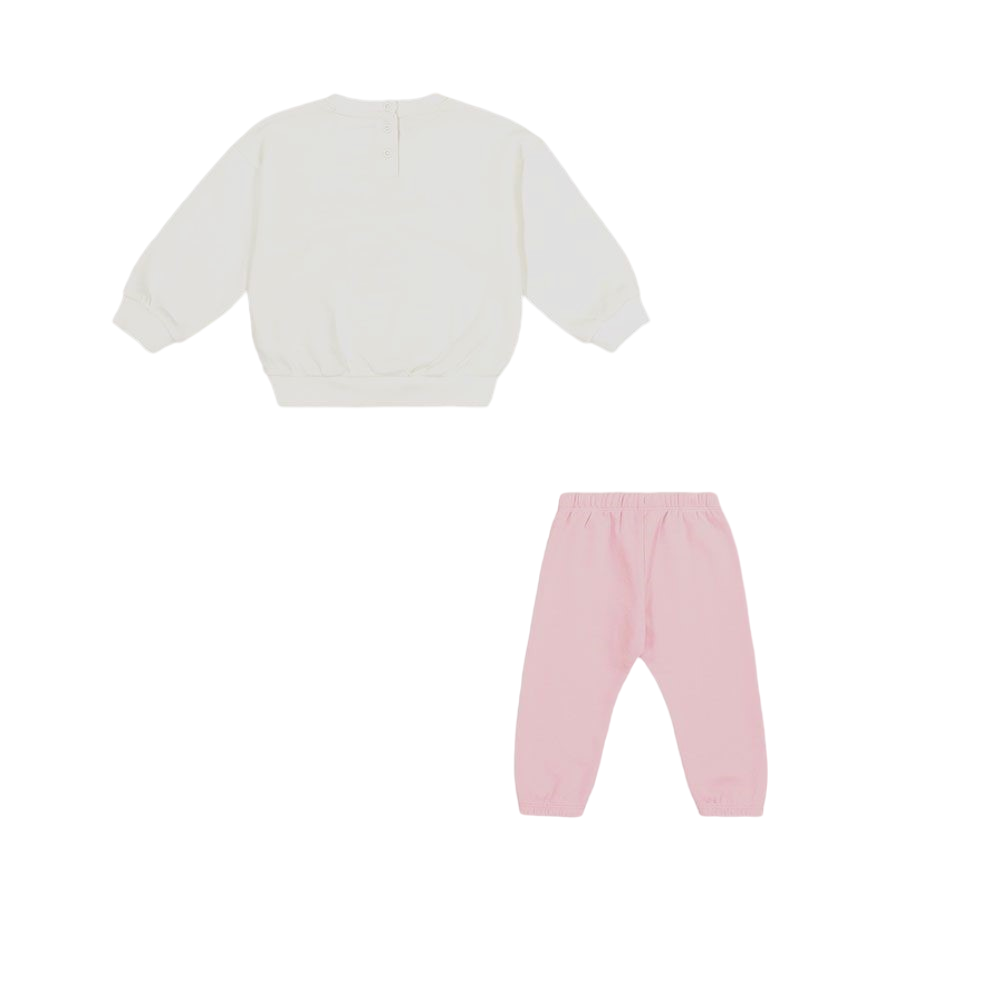 Champion tuta sportiva da bambina baby con felpa girocollo con bottoni 405051 WW003 bianco-rosa