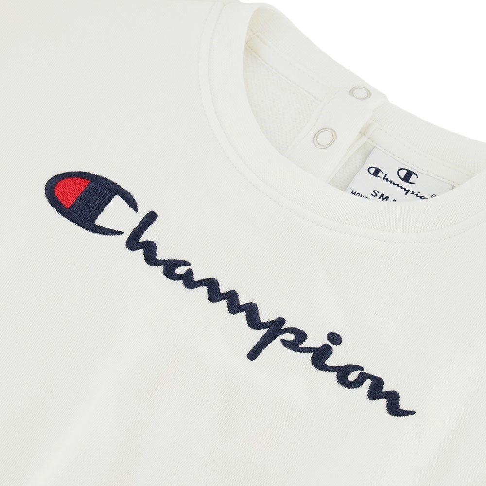 Champion tuta sportiva da bambina baby con felpa girocollo con bottoni 405051 WW003 bianco-rosa