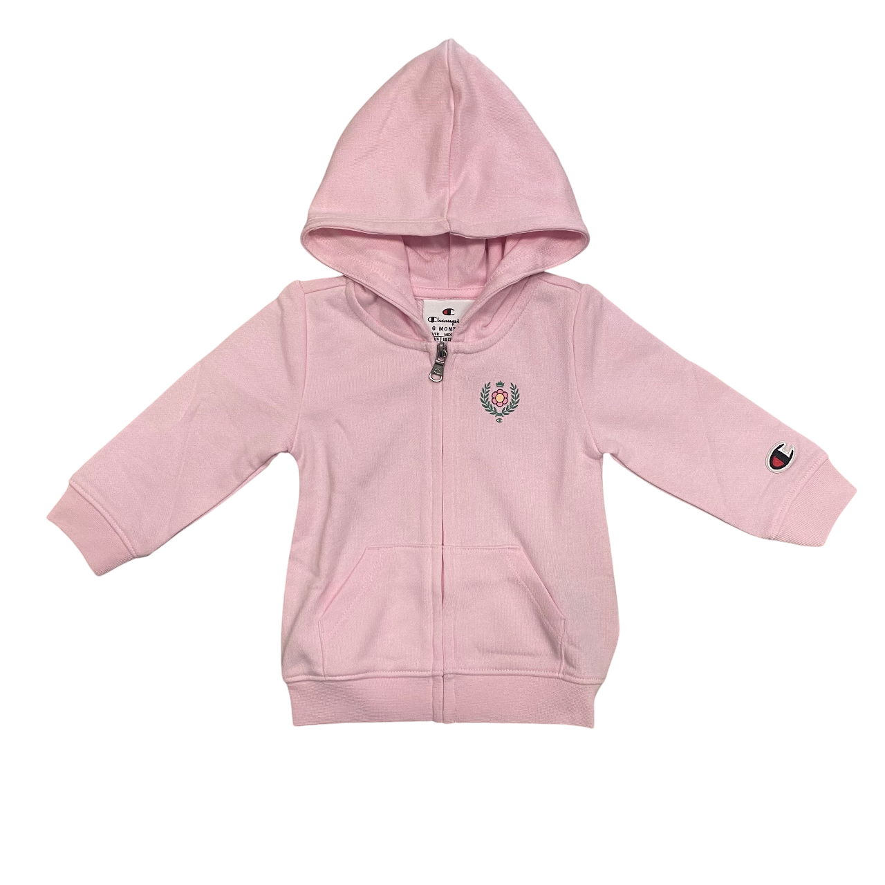 Champion tuta sportiva da bambina con cappuccio in leggero cotone garzato 405116 PS195 rosa-nero