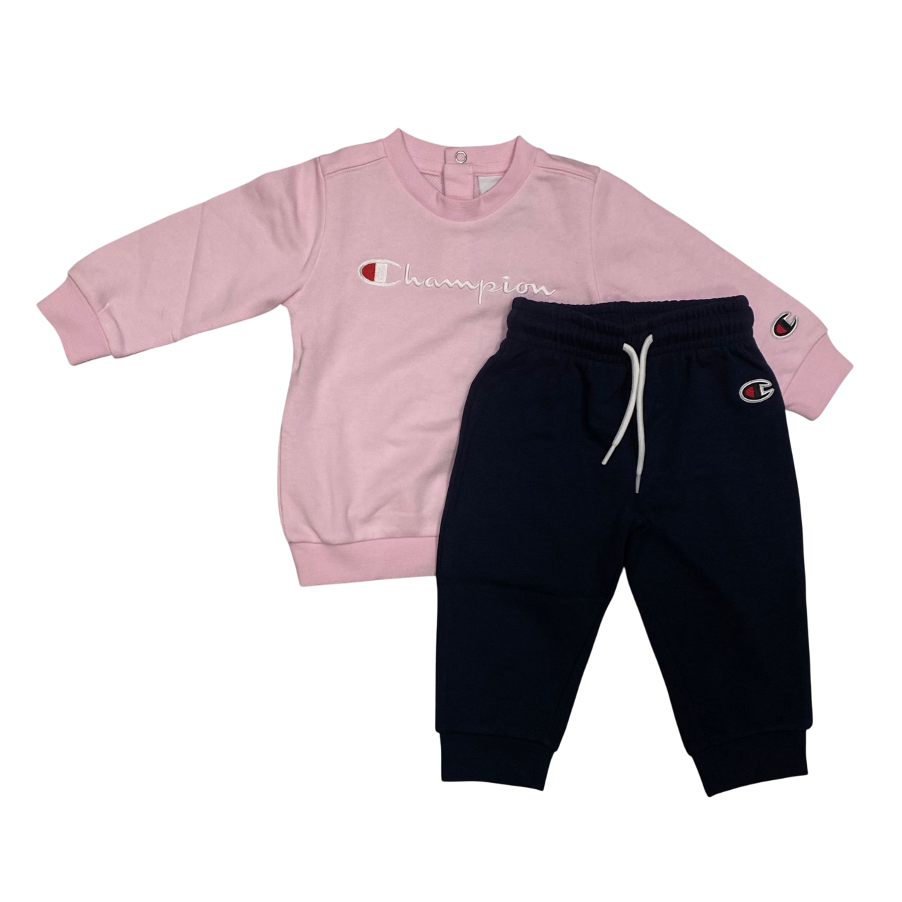 Champion tuta sportiva da bambina con felpa girocollo con ricamo 307054 PS195 rosa-blu