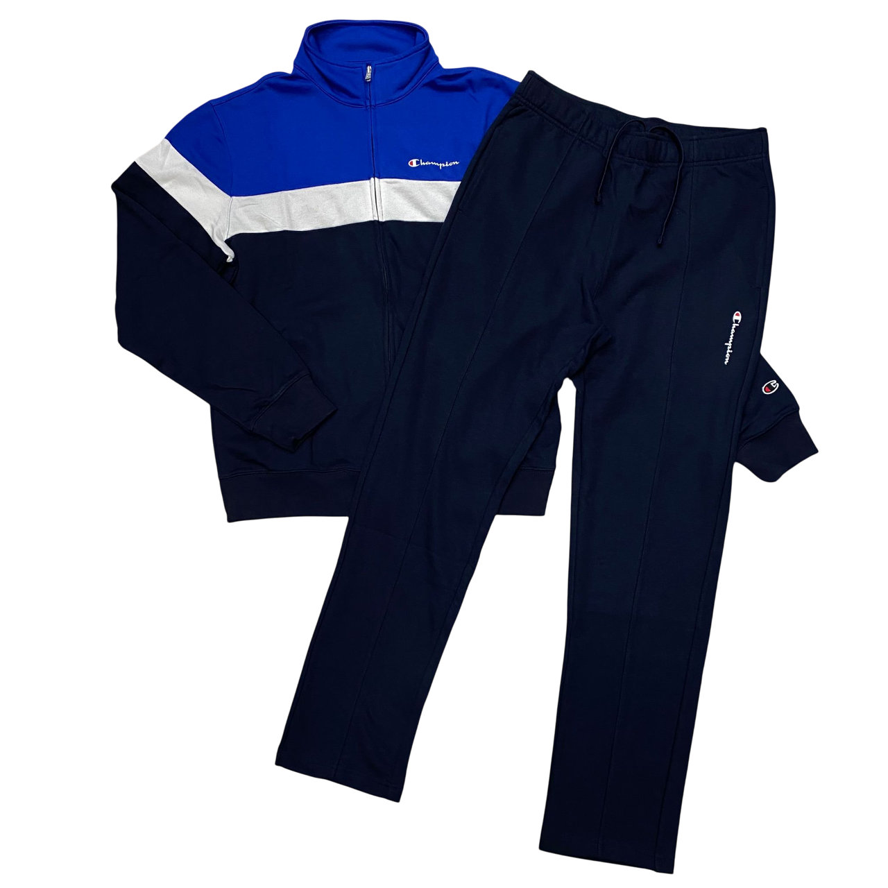 Champion tuta sportiva da uomo in cotone garzato cerniera intera 220813 BS501 azzurro-blu