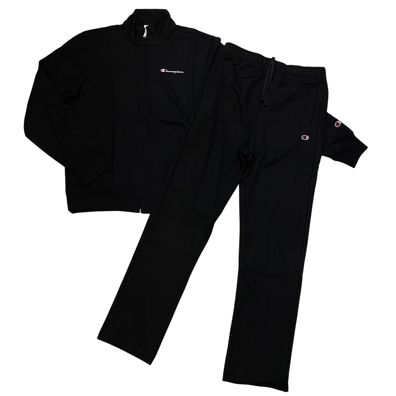 Champion tuta sportiva da uomo in cotone garzato con cerniera intera 221163 KK001 nero