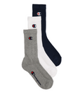 Champion calzino di media altezza con logo C U34578 BS517 grigio-bianco-blu. Confezione da 3 paia