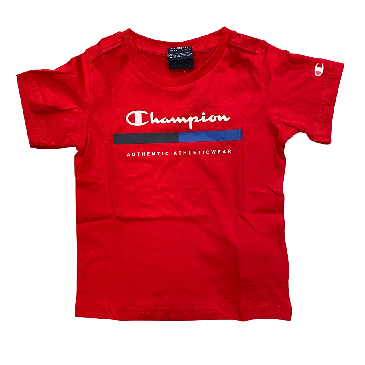 Champion completino da ragazzo maglietta e pantaloncino 306698 RS011 rosso blu
