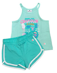 Champion completo da ragazza canotta e pantaloncino 404930 GS009 verde acqua