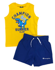 Champion completo da ragazzo maglietta smanicata e pantaloncino Boxer mare 306794 YS011 giallo-bluette