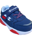 Champion scarpa da ginnastica da bambino con laccio elastico e velcro Low Cut Wave S32130 RBL blu-rosso