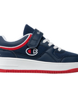 Champion scarpa da ginnastica da bambino con laccio elastio e velcro Low Cut New Rebound S31755 blu