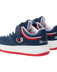 Champion scarpa da ginnastica da bambino con laccio elastio e velcro Low Cut New Rebound S31755 blu