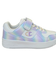 Champion scarpa sneakers da bambina con laccio elastico e velcro S32946-WW002 bianco-multi