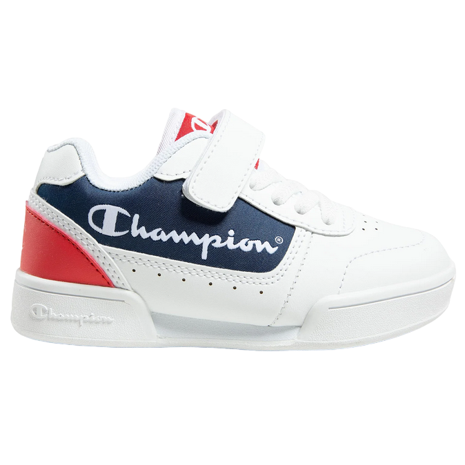 Champion scarpa sneakers da bambino con laccio elastico e velcro Low Cut Court S31924  bianco-blu