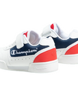 Champion scarpa sneakers da bambino con laccio elastico e velcro Low Cut Court S31924  bianco-blu