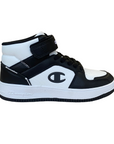 Champion scarpa sneakers da ragazzo con laccio e velcro S32413-WW019 bianco-nero