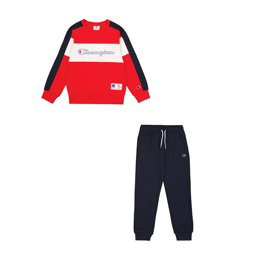 Champion tuta da ragazzi con felpa girocollo 306862 RS011 rosso-blu