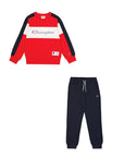 Champion tuta da ragazzi con felpa girocollo 306862 RS011 rosso-blu