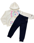 Champion tuta sportiva da ragazza con cappuccio 404990 WW001 bianco blu