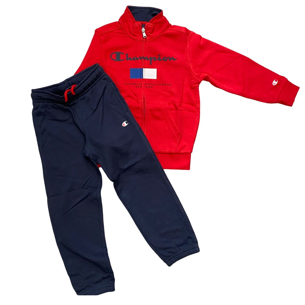 Champion tuta sportiva in cotone da ragazzo con cerniera intera 306703 RS011 rosso blu