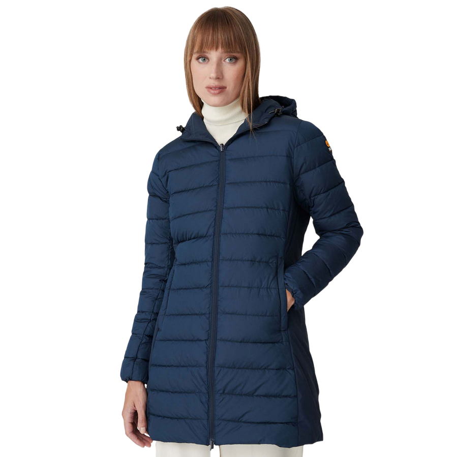 Ciesse Piumini Giacca da donna con cappuccio linea sfiancata e reversibile Jusy blu