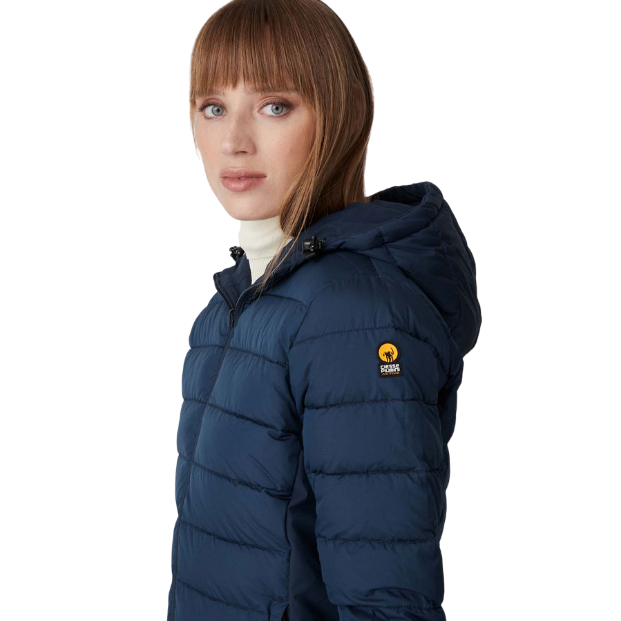 Ciesse Piumini Giacca da donna con cappuccio linea sfiancata e reversibile Jusy blu