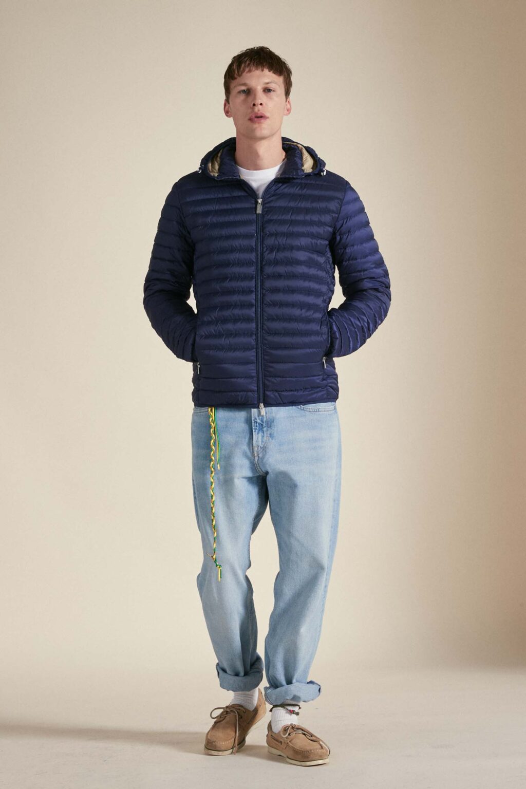 Ciesse Piumini giacca con cappuccio da uomo in piuma leggera Larry 245CFMJ00126 blu 2