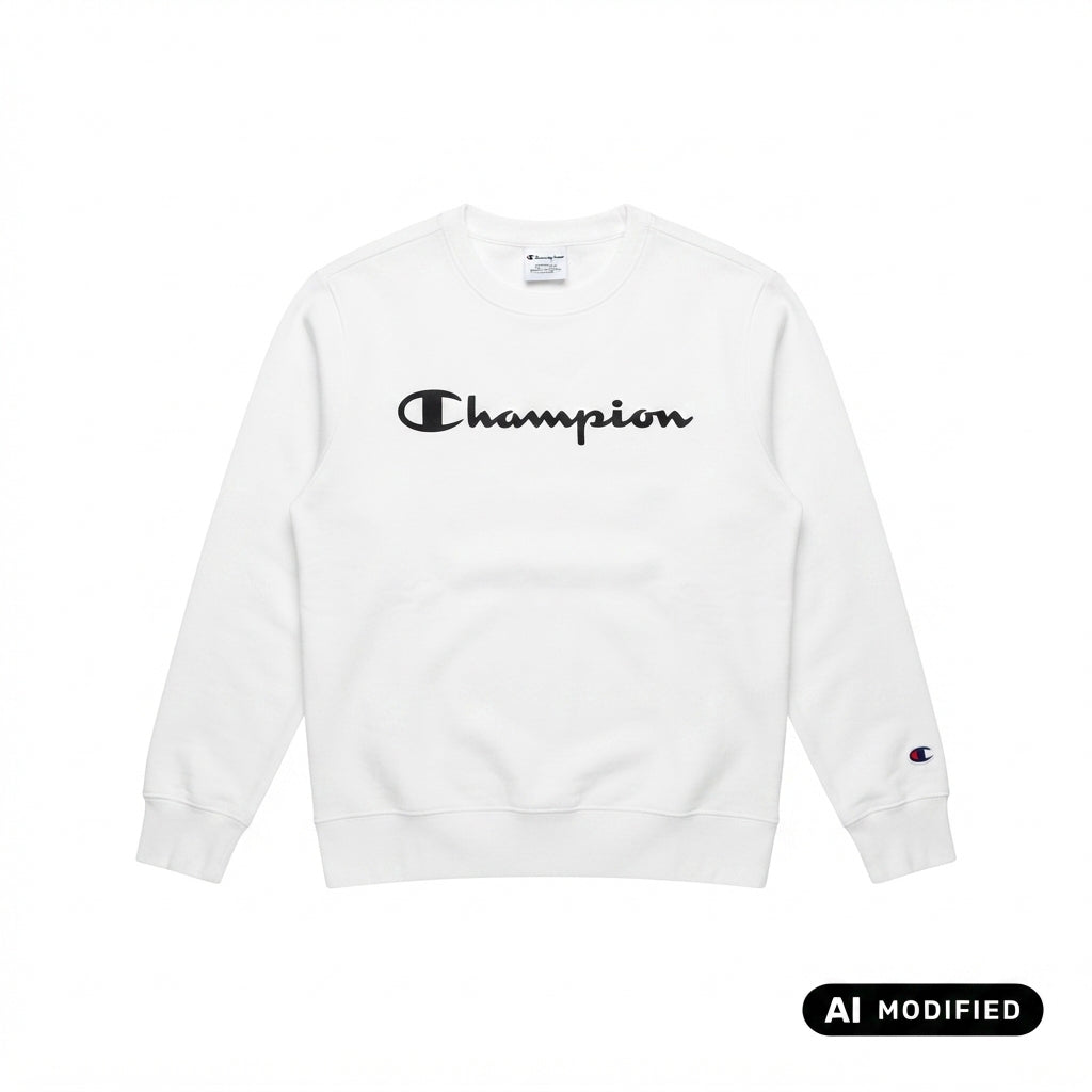 Champion Felpa Junior Girocollo in cotone felpato 307353-WW001 bianca