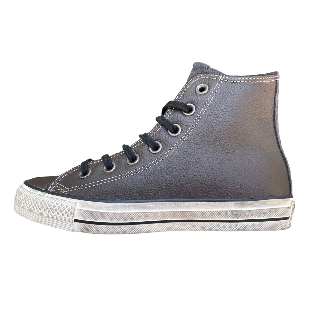 Sneakers Converse All Star Chuck Taylor Distressed HI 158967C marrone unisex in pelle con stile iconico vintage e comfort leggendario - vista laterale