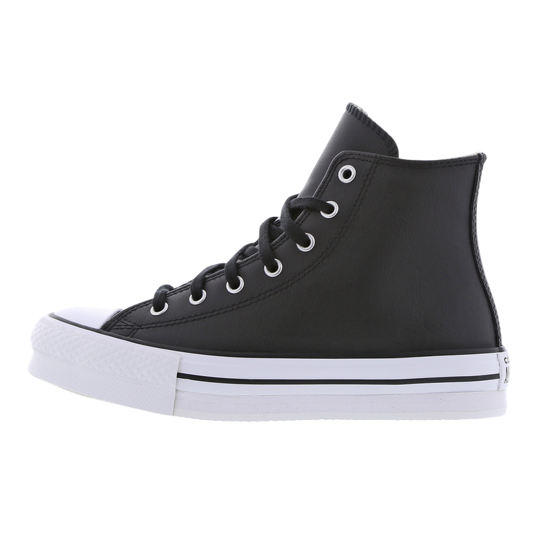 Sneakers Converse All Star Chuck Taylor Eva Lift HI A02485C nere donna in pelle sintetica con zeppa rialzata, vista laterale esterna