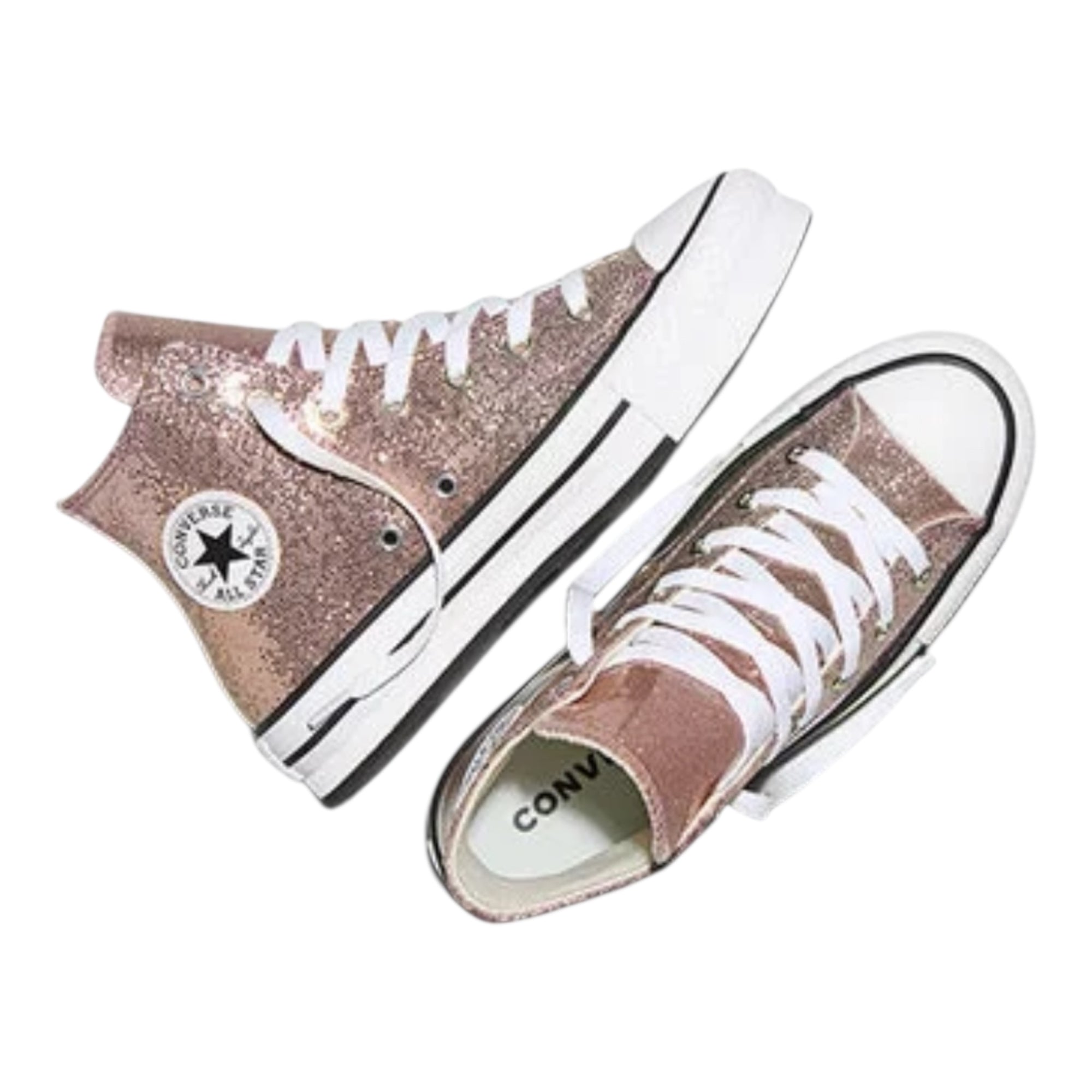 Converse Chuck Taylor All Star EVA Lift Platform Glitter Ragazzi Scarpa high top A19097C Rosso Albicocca-Bianco-Nero vista dall'alto